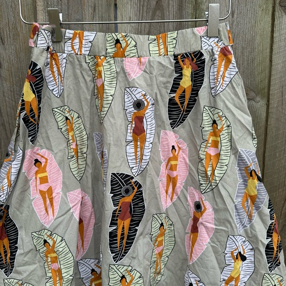 Eva Franco Anthropologie Sunbather Skirt A Line Buttons Gray Knee Length size 4 - Picture 6 of 9